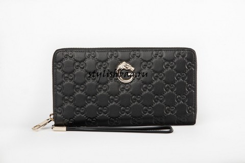 Мужской кошелек Gucci Zip Around Black Guccissima