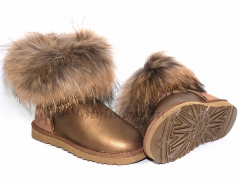 Женские угги UGG Mini Fox Fur Bronza