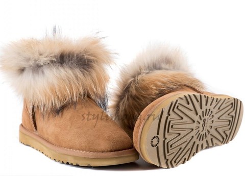Женские угги UGG Mini Fox Fur Chestnut