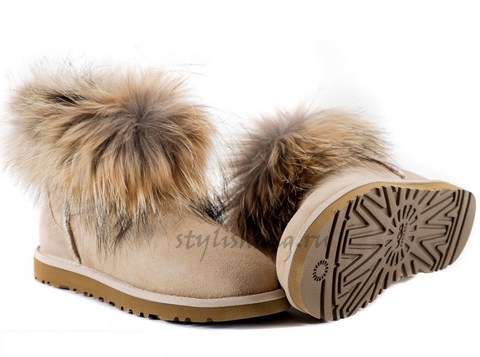 Женские угги UGG Mini Fox Fur Sand