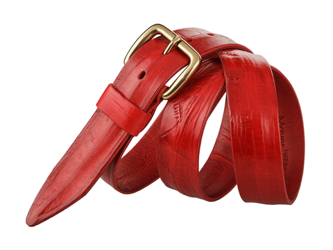 Женский красный джинсовый ремень из кожи Mayer MB 1240-457